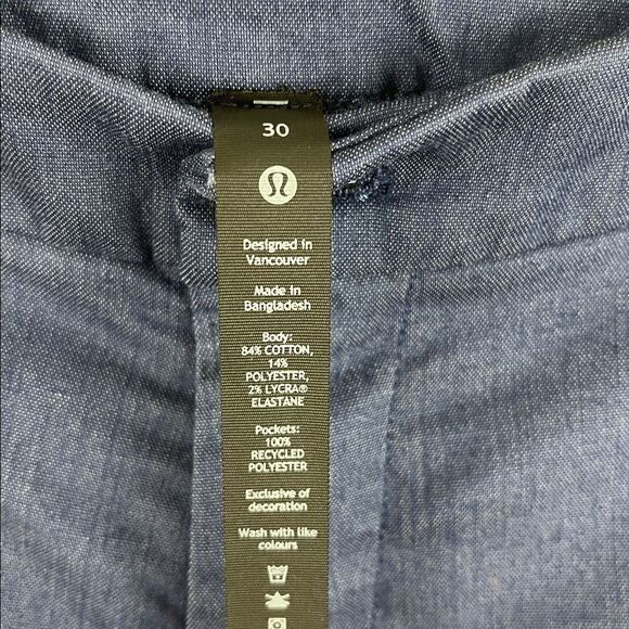 Lululemon men’s classic fit short 7” blue oxford performance size 30 - Picture 2 of 4